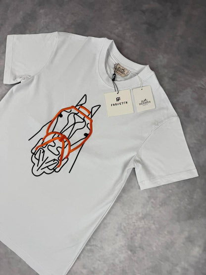 Hermes Horse's Head Patch Crewneck Men's Women's T-Shirts in 2 Colors Reps Sale UK Best Quality AAA Replica