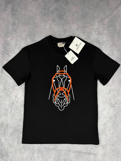 Hermes Horse's Head Patch Crewneck Men's Women's T-Shirts in 2 Colors Reps Sale UK Best Quality AAA Replica