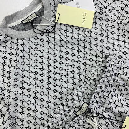 Gucci GG Monogram Men's T-shirt and Drawstring Shorts Set in Gray & Black Colorway Reps UK Best Quality Sale AAA Replica