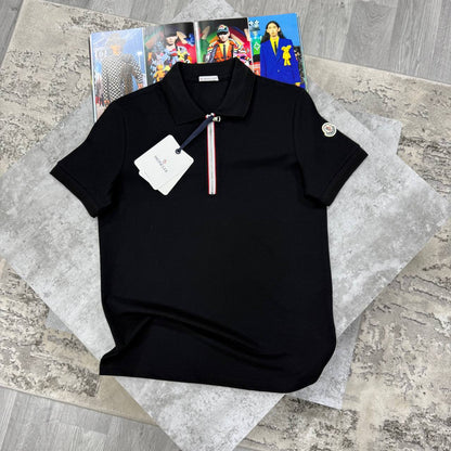 Moncler Men's Tricolour Half-Zip Cotton Piqué Polo Shirt in Different Colors Reps UK Best Sale Quality AAA Replica