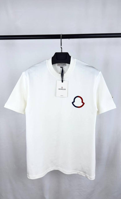 Moncler Cotton Embroidered Tricolour Logo Crewneck Terry T-shirt Men's Women's in 2 Colors Reps UK Best Quality Sale AAA Replica