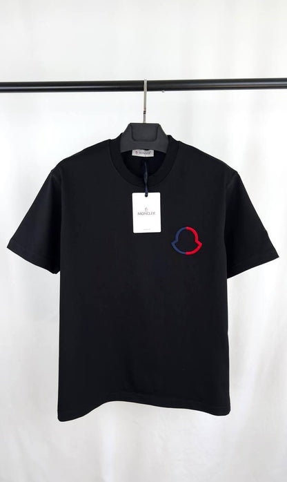 Moncler Cotton Embroidered Tricolour Logo Crewneck Terry T-shirt Men's Women's in 2 Colors Reps UK Best Quality Sale AAA Replica