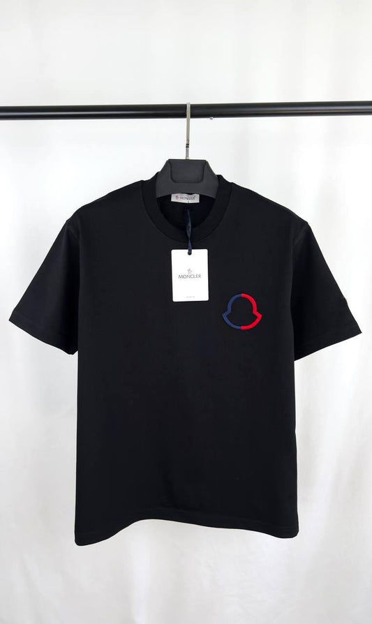 Moncler Cotton Embroidered Tricolour Logo Crewneck Terry T-shirt Men's Women's in 2 Colors Reps UK Best Quality Sale AAA Replica