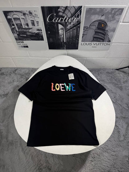 Loewe Multicolored Rainbow Logo-Embroidered Cotton T-shirts Men's Women's in 2 Colors Reps UK Best Quality AAA Replica