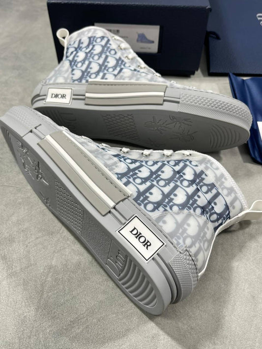 Dior B23 Gray Dior Oblique Canvas High-Top Sneakers Men's Reps Sale UK Best Quality AAA Replica