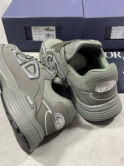 Dior B30 Microfiber Mesh Olive Men's Sneakers Reps UK Best Quality AAA Replica