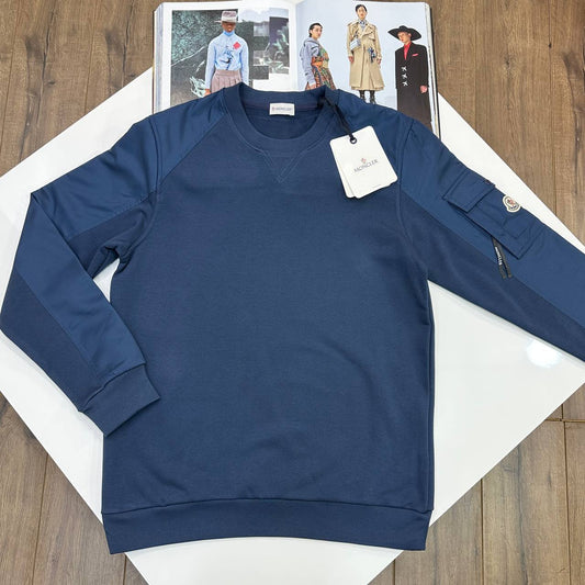 Moncler Signature Sleeve Logo Pocket Crewneck Cotton-Blend Men's Women's Jumpers in Different Colors Reps UK Best Quality AAA Replica