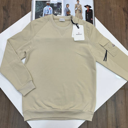 Moncler Signature Sleeve Logo Pocket Crewneck Cotton-Blend Men's Women's Jumpers in Different Colors Reps UK Best Quality AAA Replica