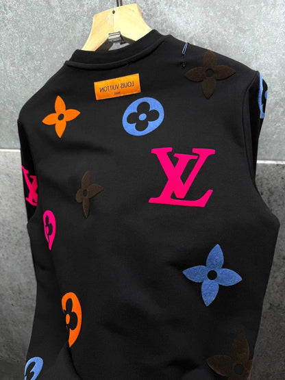 Louis Vuitton LV Logo Monogram Printed Regular Fit Men's Women's Jumpers in 2 Colors Reps UK Best Quality AAA Replica