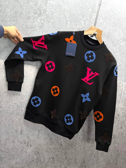 Louis Vuitton LV Logo Monogram Printed Regular Fit Men's Women's Jumpers in 2 Colors Reps UK Best Quality AAA Replica