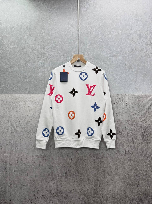 Louis Vuitton LV Logo Monogram Printed Regular Fit Men's Women's Jumpers in 2 Colors Reps UK Best Quality AAA Replica