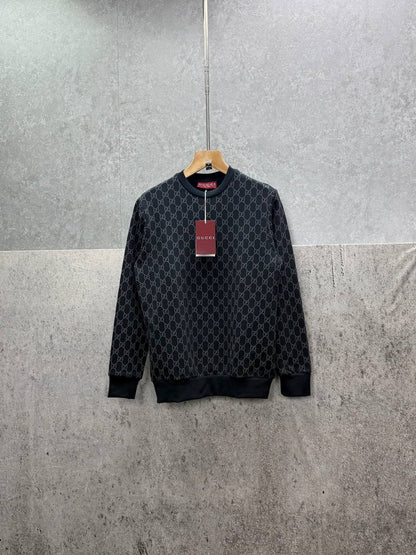 Gucci Logo Full Print Jacquard Wool Round Neck Men's Women's Jumper in Different Colors Reps UK Best Quality AAA Replica