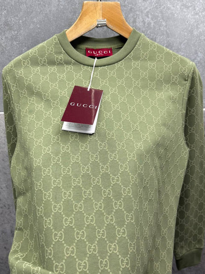Gucci Logo Full Print Jacquard Wool Round Neck Men's Women's Jumper in Different Colors Reps UK Best Quality AAA Replica