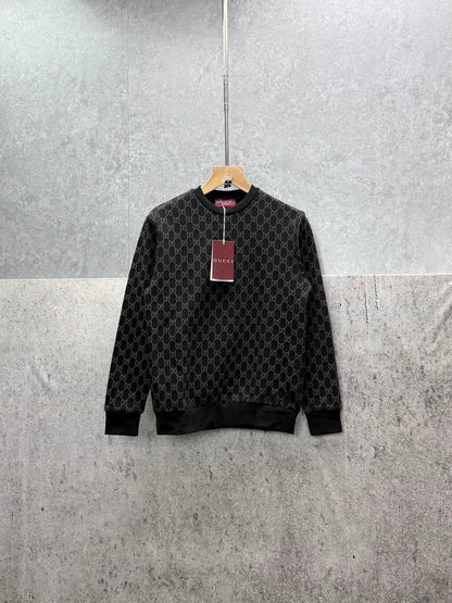 Gucci Logo Full Print Jacquard Wool Round Neck Men's Women's Jumper in Different Colors Reps UK Best Quality AAA Replica