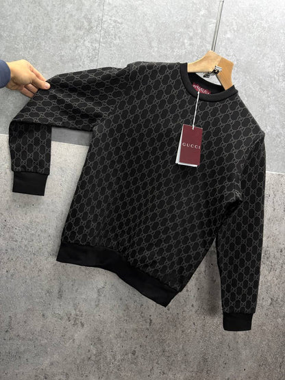 Gucci Logo Full Print Jacquard Wool Round Neck Men's Women's Jumper in Different Colors Reps UK Best Quality AAA Replica
