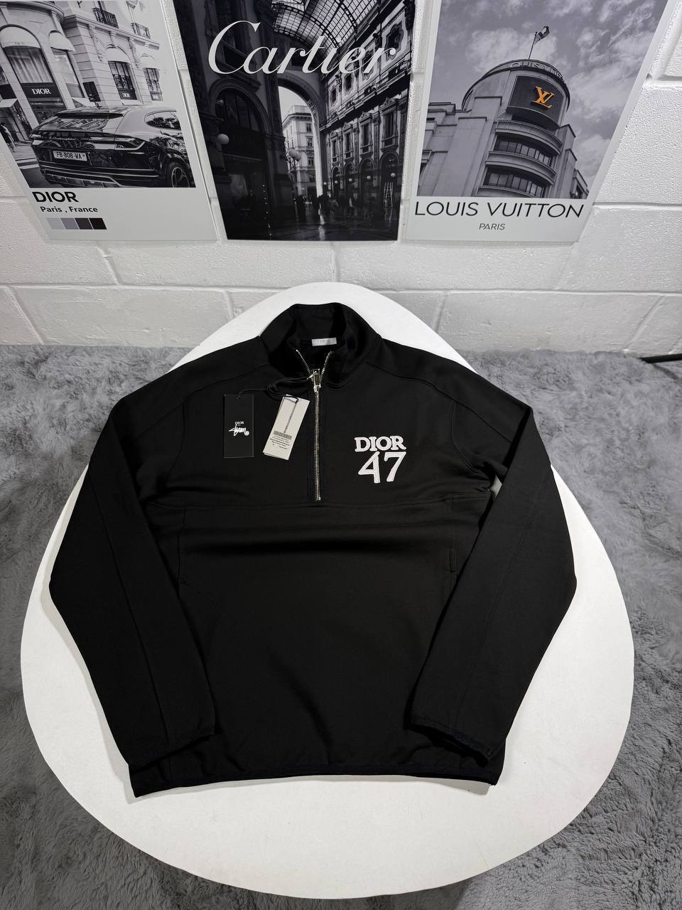Dior 47 Embroidery Quarter-Zip Jumpers Men's Women's in Different Colors Reps UK Best Quality AAA Replica