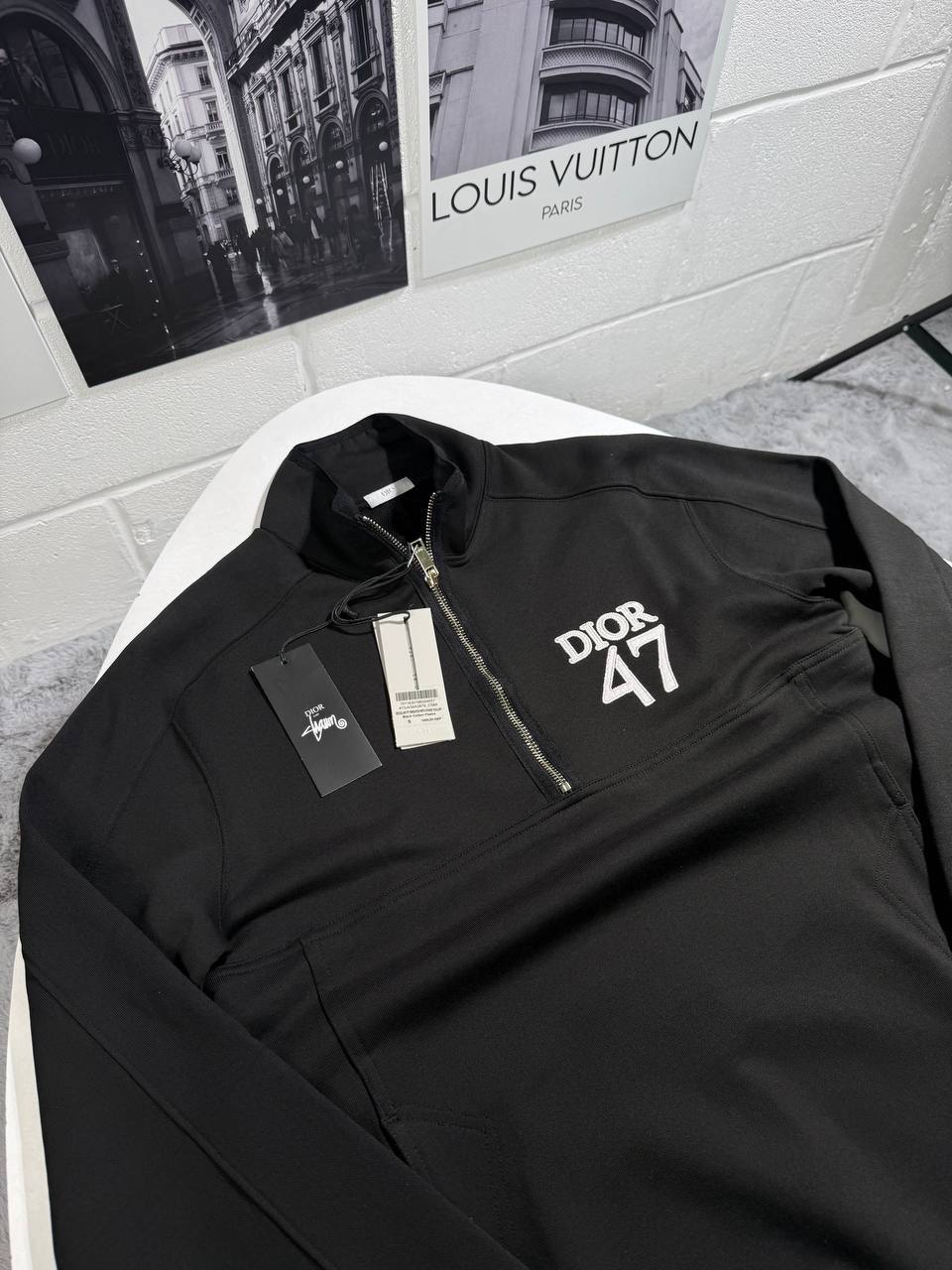 Dior 47 Embroidery Quarter-Zip Jumpers Men's Women's in Different Colors Reps UK Best Quality AAA Replica