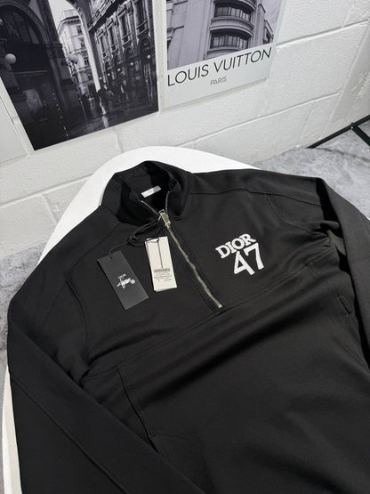 Dior 47 Embroidery Quarter-Zip Jumpers Men's Women's in Different Colors Reps UK Best Quality AAA Replica