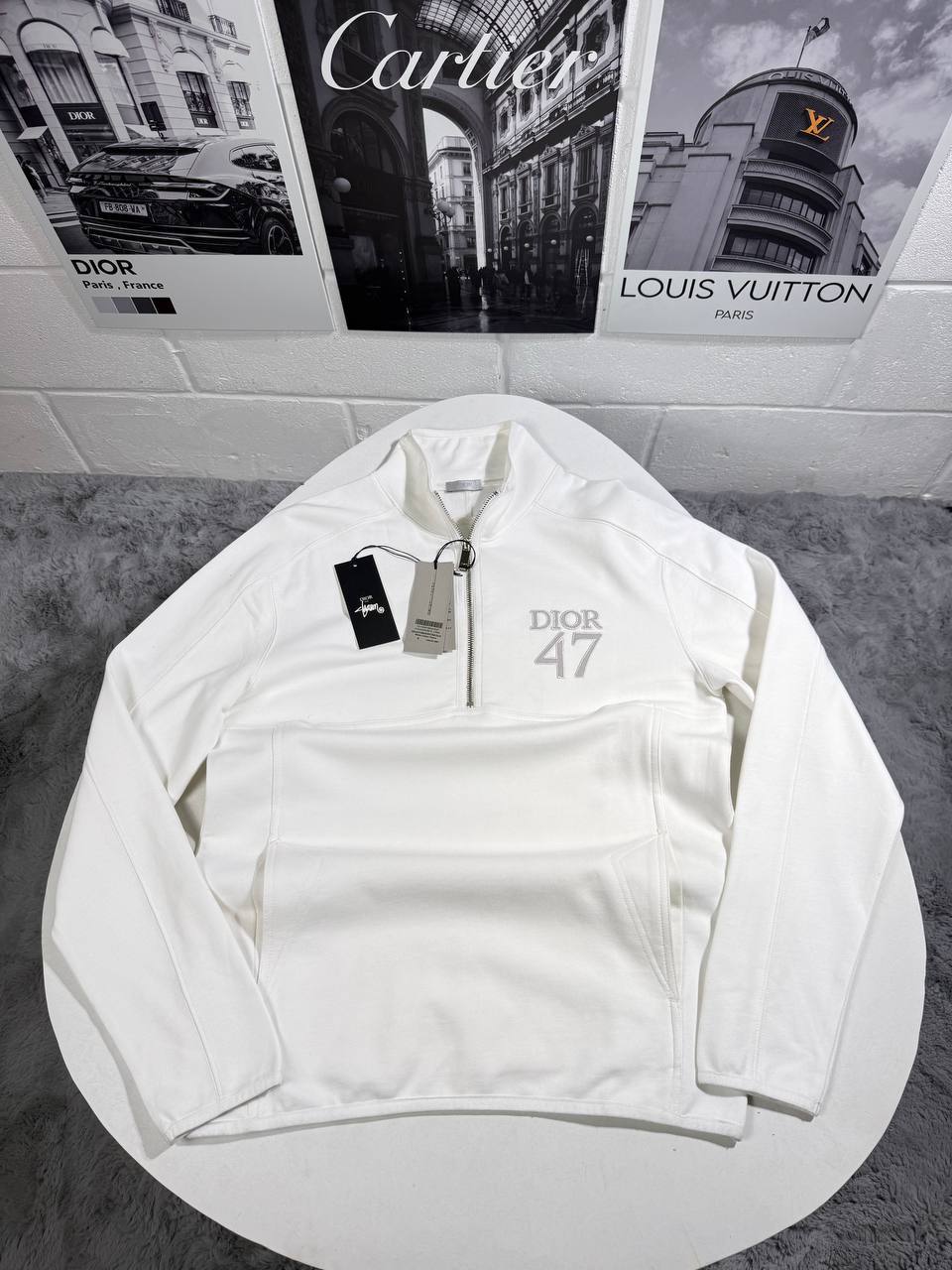 Dior 47 Embroidery Quarter-Zip Jumpers Men's Women's in Different Colors Reps UK Best Quality AAA Replica