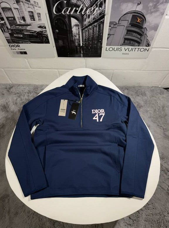Dior 47 Embroidery Quarter-Zip Jumpers Men's Women's in Different Colors Reps UK Best Quality AAA Replica