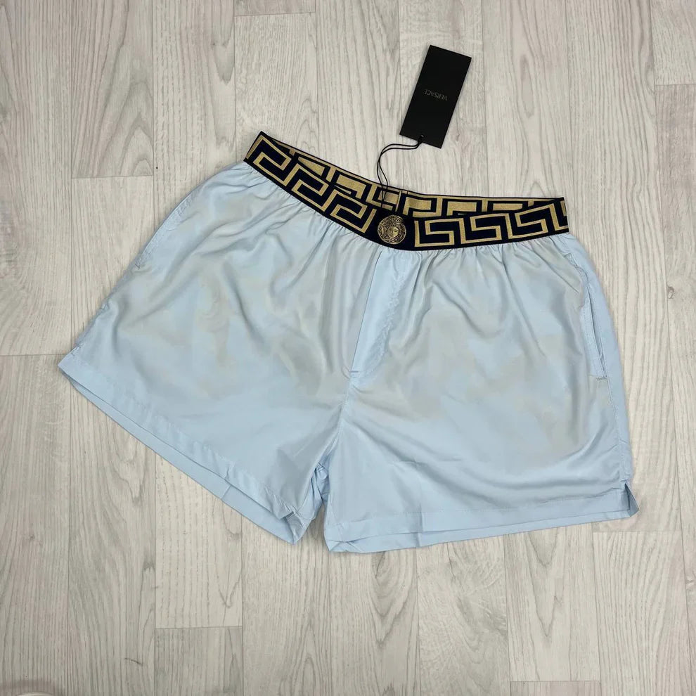 k Versace Greca Border swim shorts light blue men's AAA replica UK - designer reps sale