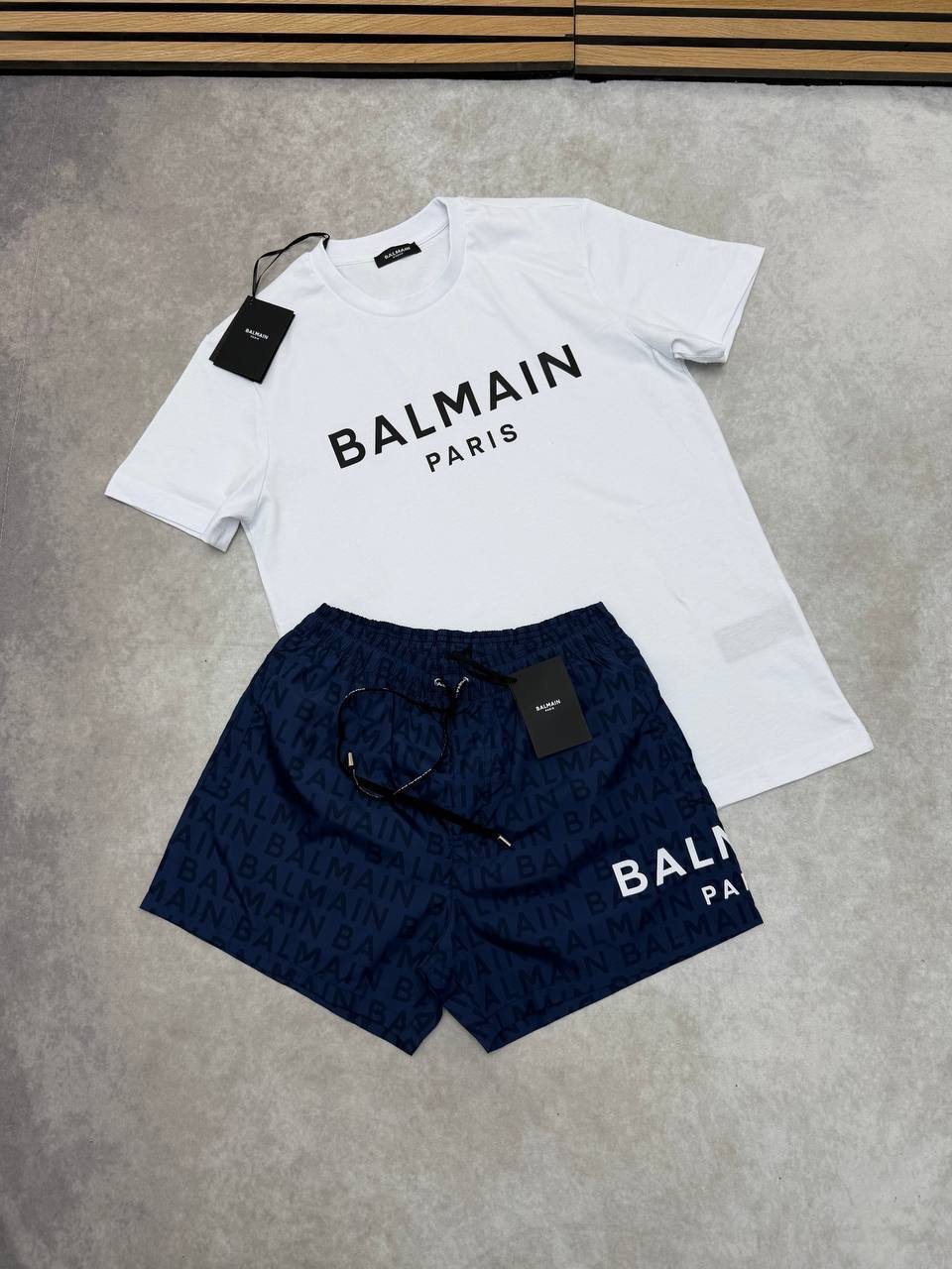 photo 5773619318363983243 y Balmain Paris Logo Print t-shirt shorts set men's AAA replica UK - different colours designer reps sale
