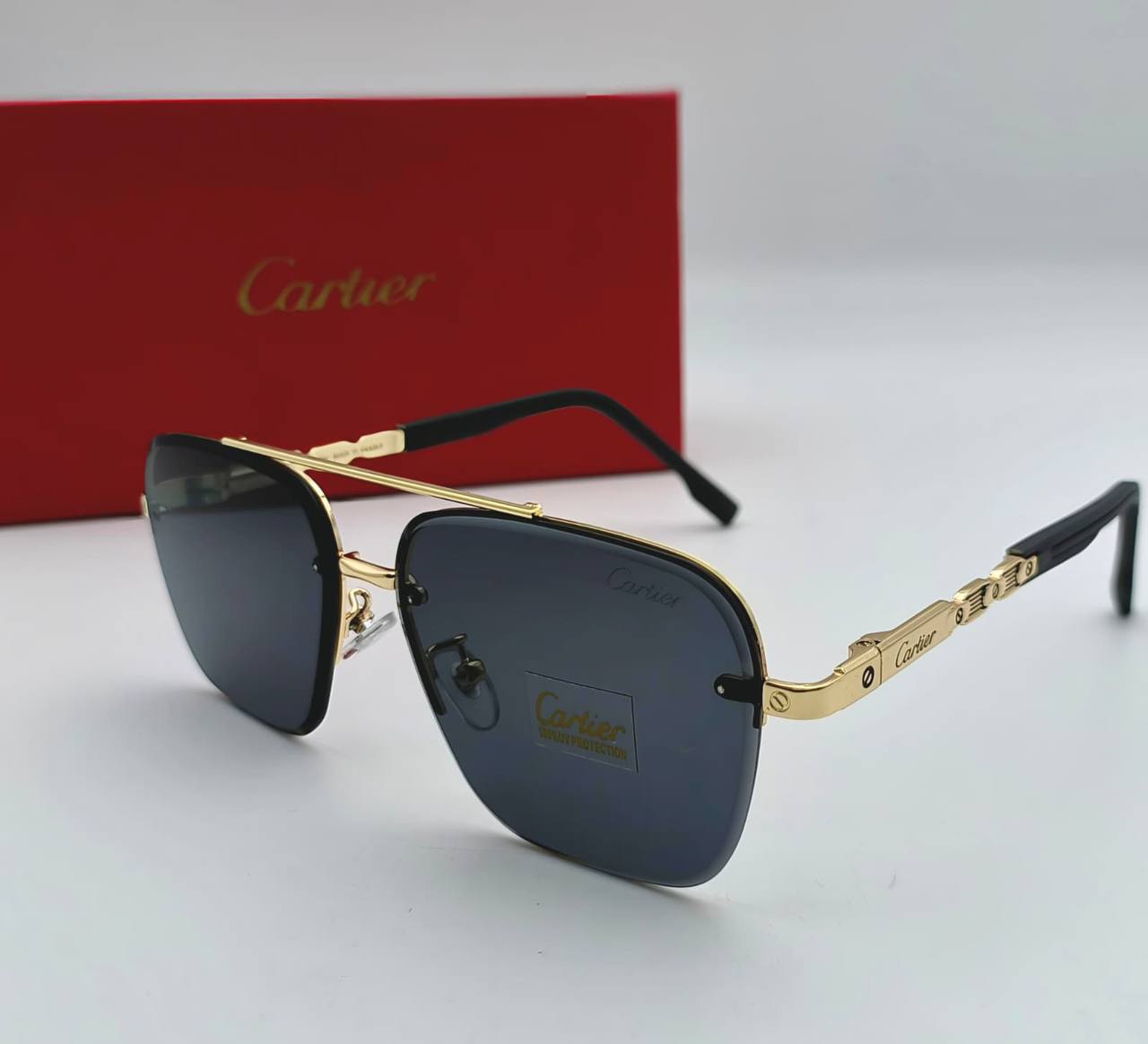 photo 5775900942430572413 y Cartier Gold-Frame Rectangle Rimless sunglasses AAA replica UK - men's women's designer reps sale