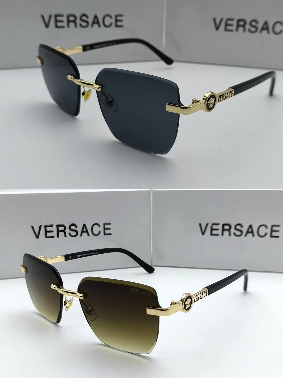 photo 5775900942430572420 y Versace Rimless Medusa Rectangle sunglasses AAA replica UK - men's women's 2 colours designer reps sale
