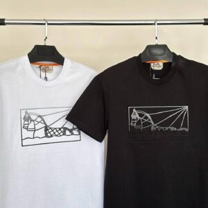 Hermes Horse Embroidery cotton t-shirt AAA replica UK - men's women's 2 colours designer reps sale