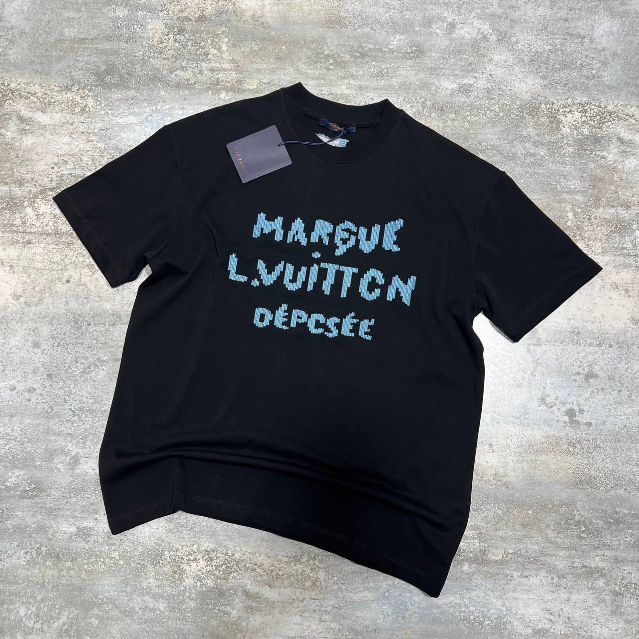 photo 5780511259110346260 y Louis Vuitton Embroidered Blue Signature t-shirt black AAA replica UK - men's women's designer reps sale