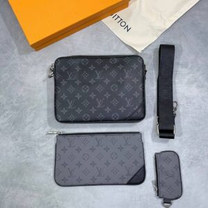 Louis Vuitton Trio Messenger bag Monogram Eclipse black grey AAA replica UK - men's designer reps sale