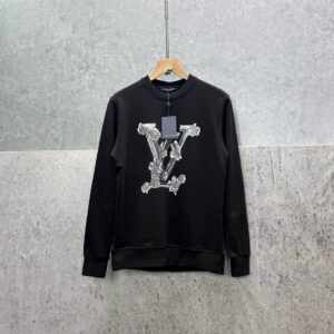 Louis Vuitton Studded LV Logo black jumper AAA replica UK - men's women's designer reps sale