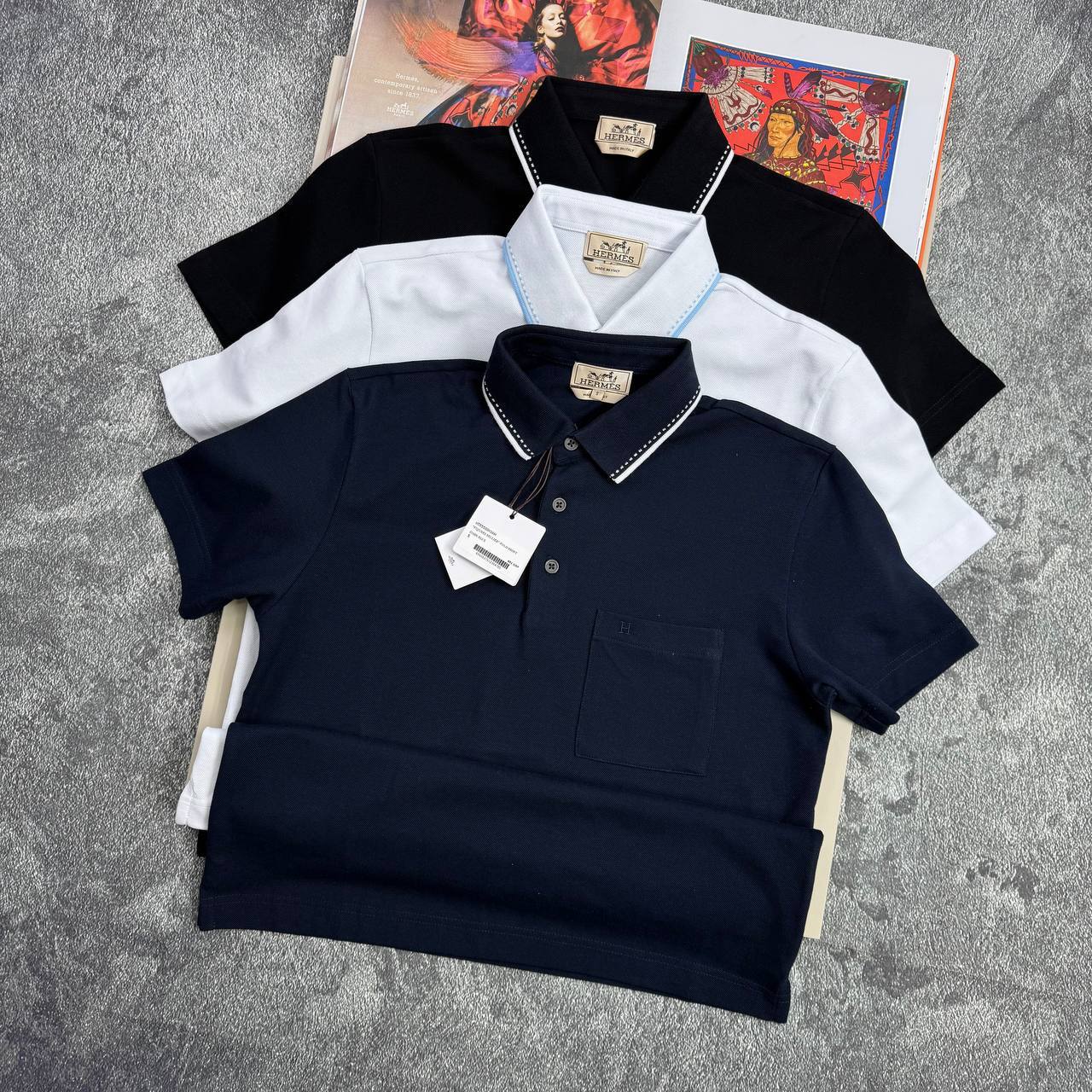 photo 5794245009744792970 y Hermès Piqures Sellier short-sleeve polo shirt men's AAA replica UK — different colours designer reps sale