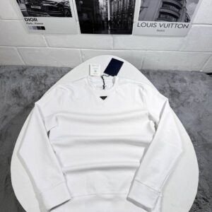 Prada Triangle Logo on chest jumper white AAA replica UK - men's women's designer reps sale