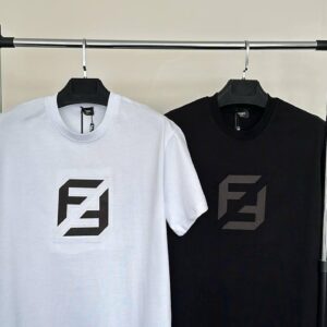 Fendi FF Logo Cotton crewneck t-shirt AAA replica UK - men's women's 2 colours designer reps sale
