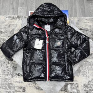 Moncler Montbeliard Hooded Short Down Puffer jacket black AAA replica UK - designer reps sale
