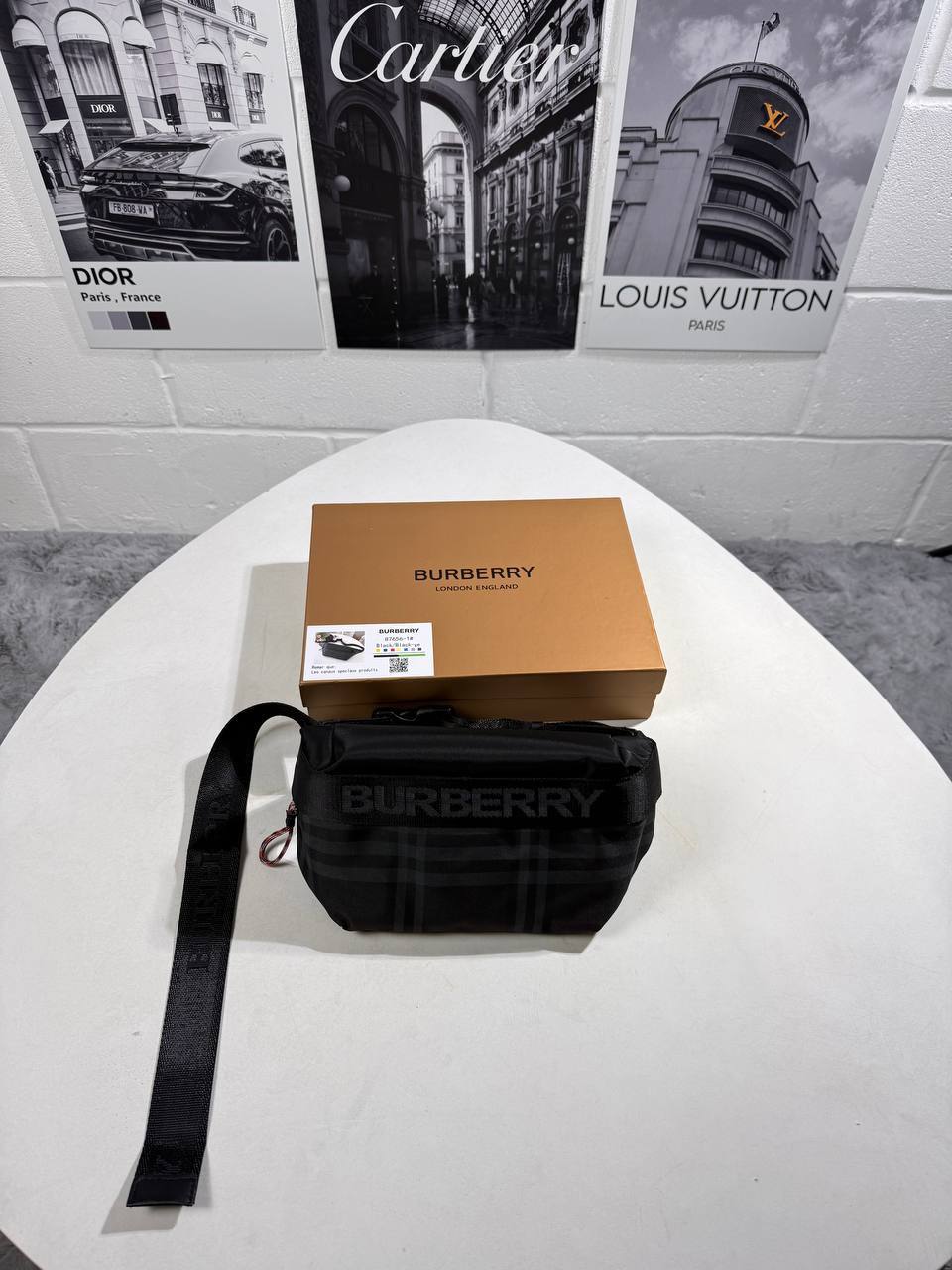 photo 5807509088525553072 y Burberry Paddy crossbody bag black nylon check pattern AAA replica UK - men's designer reps sale