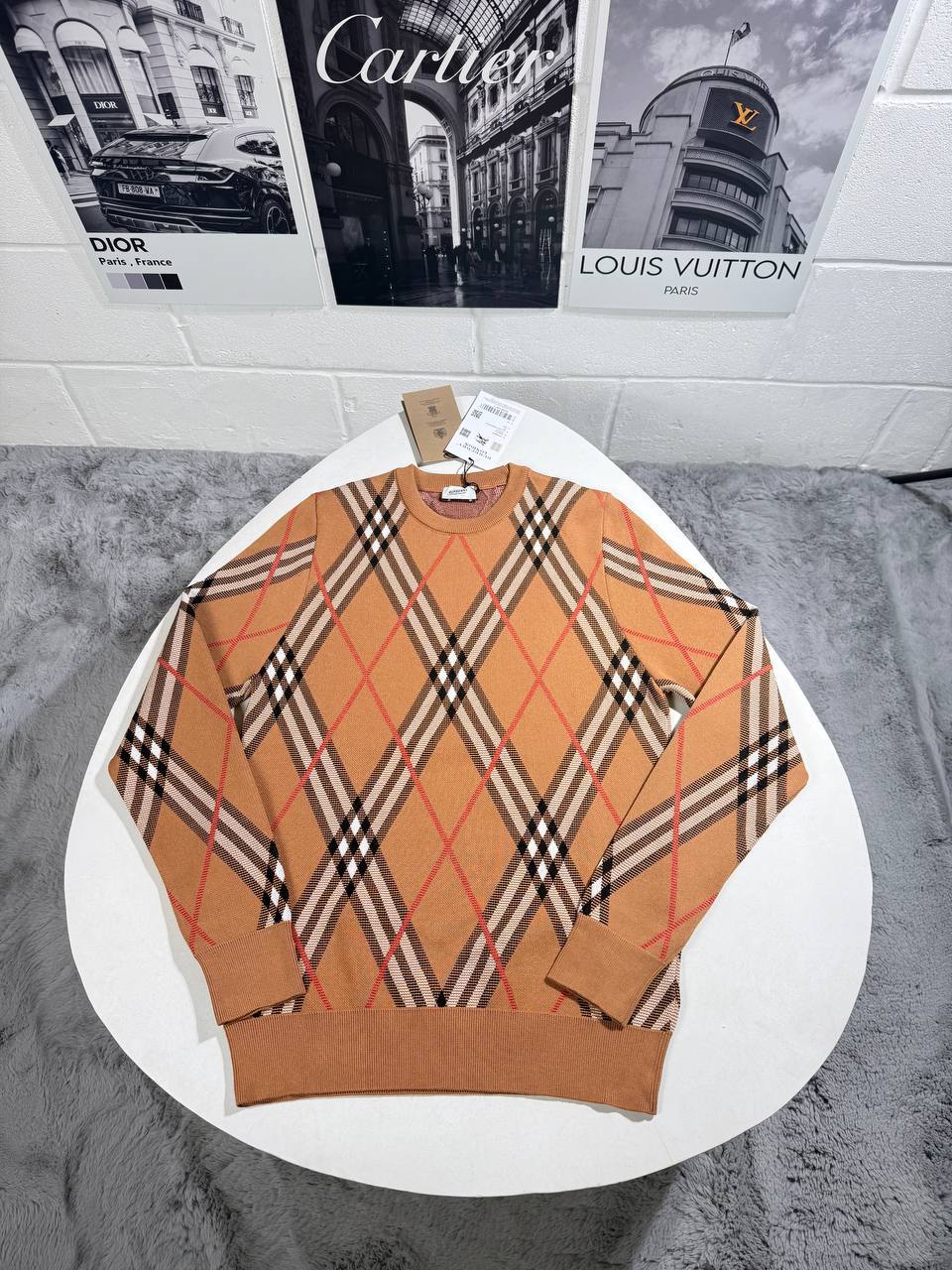 photo 5807509088525553241 y Burberry Check Wool-Blend jumper brown AAA replica UK - men's women's designer reps sale