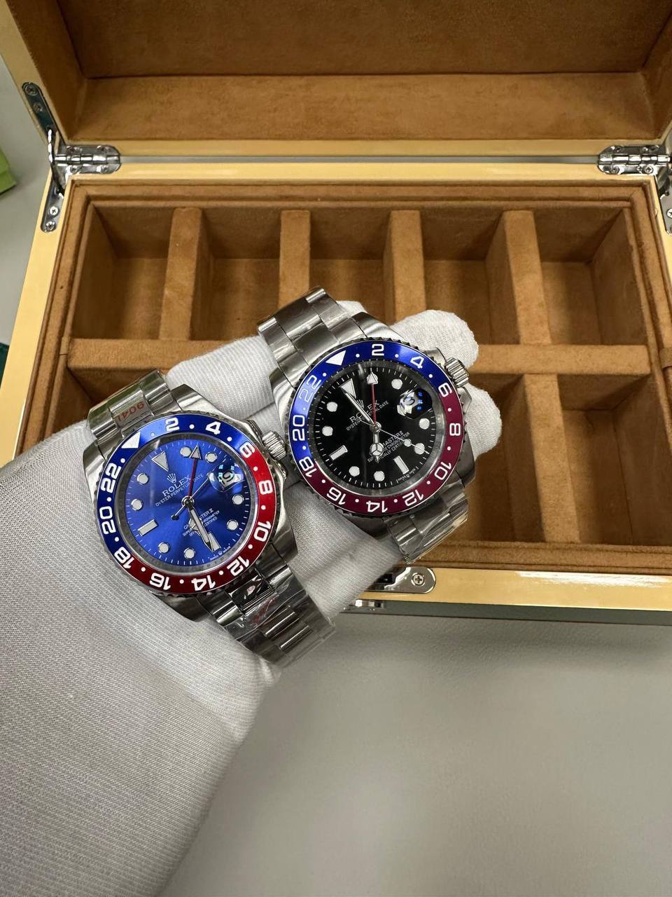 photo 5807509088525553244 y Rolex GMT-Master II Pepsi 2 different dial colours AAA replica watch UK - men's designer reps sale