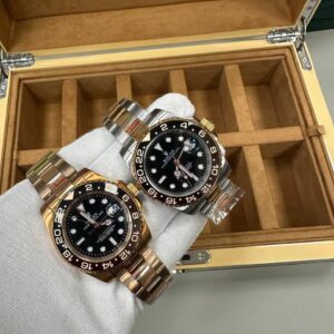 Rolex GMT-Master II black dial bezel 2 bracelet colours AAA replica watch UK - men's designer reps
