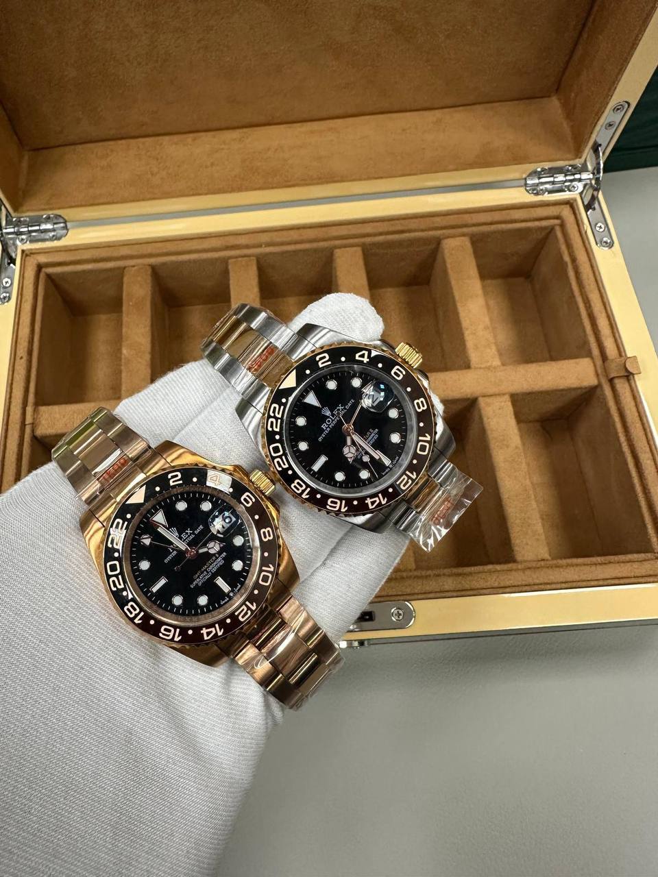 photo 5807509088525553247 y Rolex GMT-Master II black dial bezel 2 bracelet colours AAA replica watch UK - men's designer reps