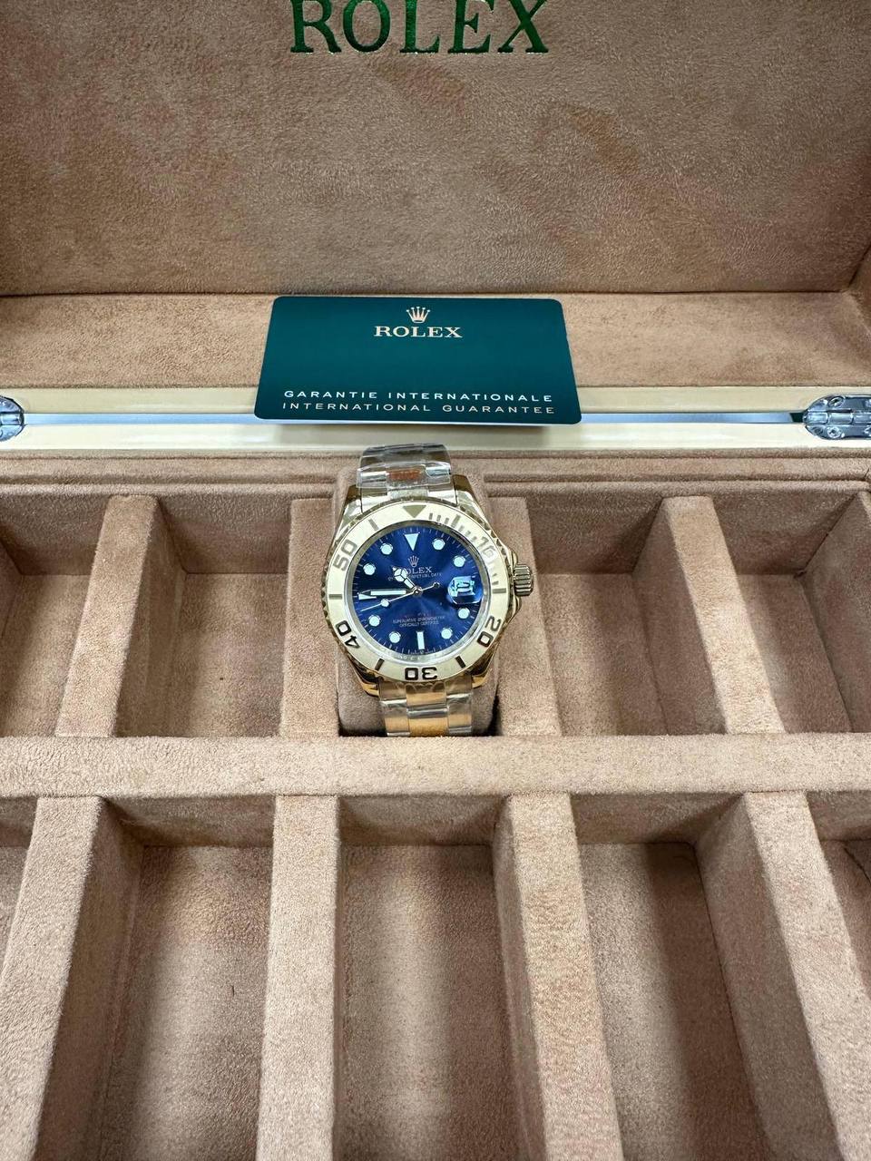 photo 5807509088525553250 y Rolex Yacht-Master two-tone blue dial AAA replica watch UK - men's designer reps sale