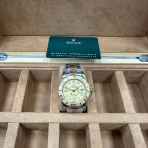 Rolex Yacht-Master 35 champagne dial two tone bracelet AAA replica watch UK - men's designer reps sale