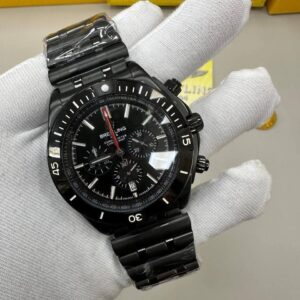 Breitling Chronomat black dial black steel bracelet AAA replica watch UK - men's designer reps sale