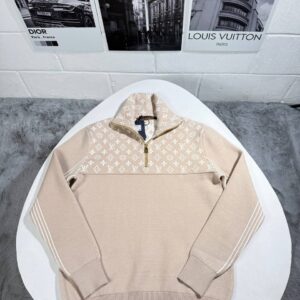 Louis Vuitton Ribbed Wool Half-Zip jumper beige AAA replica UK - men's women's designer reps sale