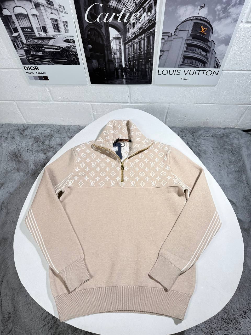 photo 5812422200399694693 y Louis Vuitton Ribbed Wool Half-Zip jumper beige AAA replica UK - men's women's designer reps sale