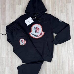 Moncler Big Logo tracksuit black men's AAA replica UK — designer reps sale
