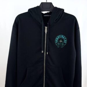 Chrome Hearts full zip horseshoe logo hoodie black AAA replica UK — men's women's designer reps sale