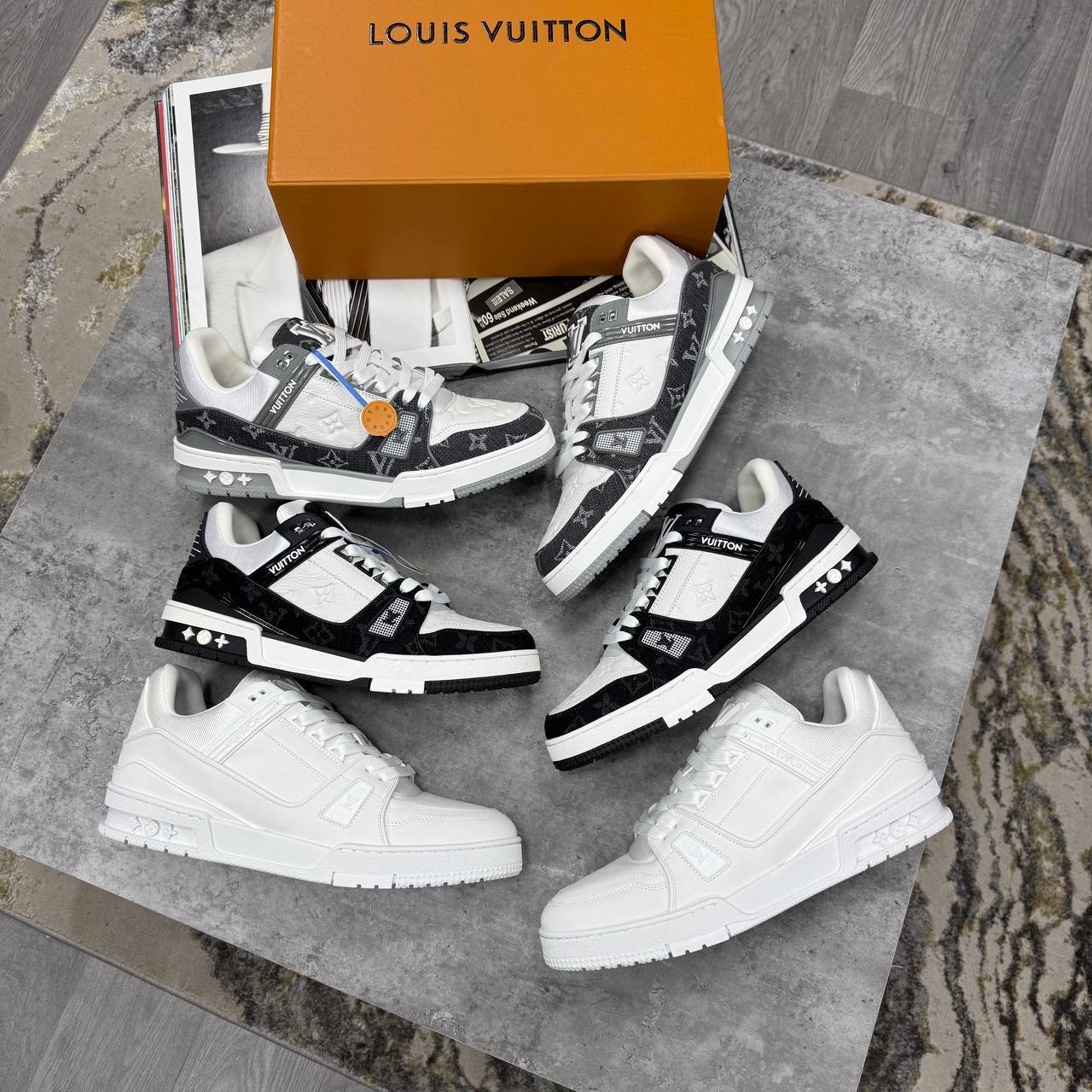 photo 5814674000213380022 y Louis Vuitton LV Monogram Denim trainers different colours AAA replica UK - men's designer reps sale