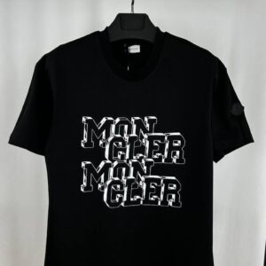 Moncler Blurred Overlapped Logo Print t-shirt 2 colours AAA replica UK - men's women's designer reps